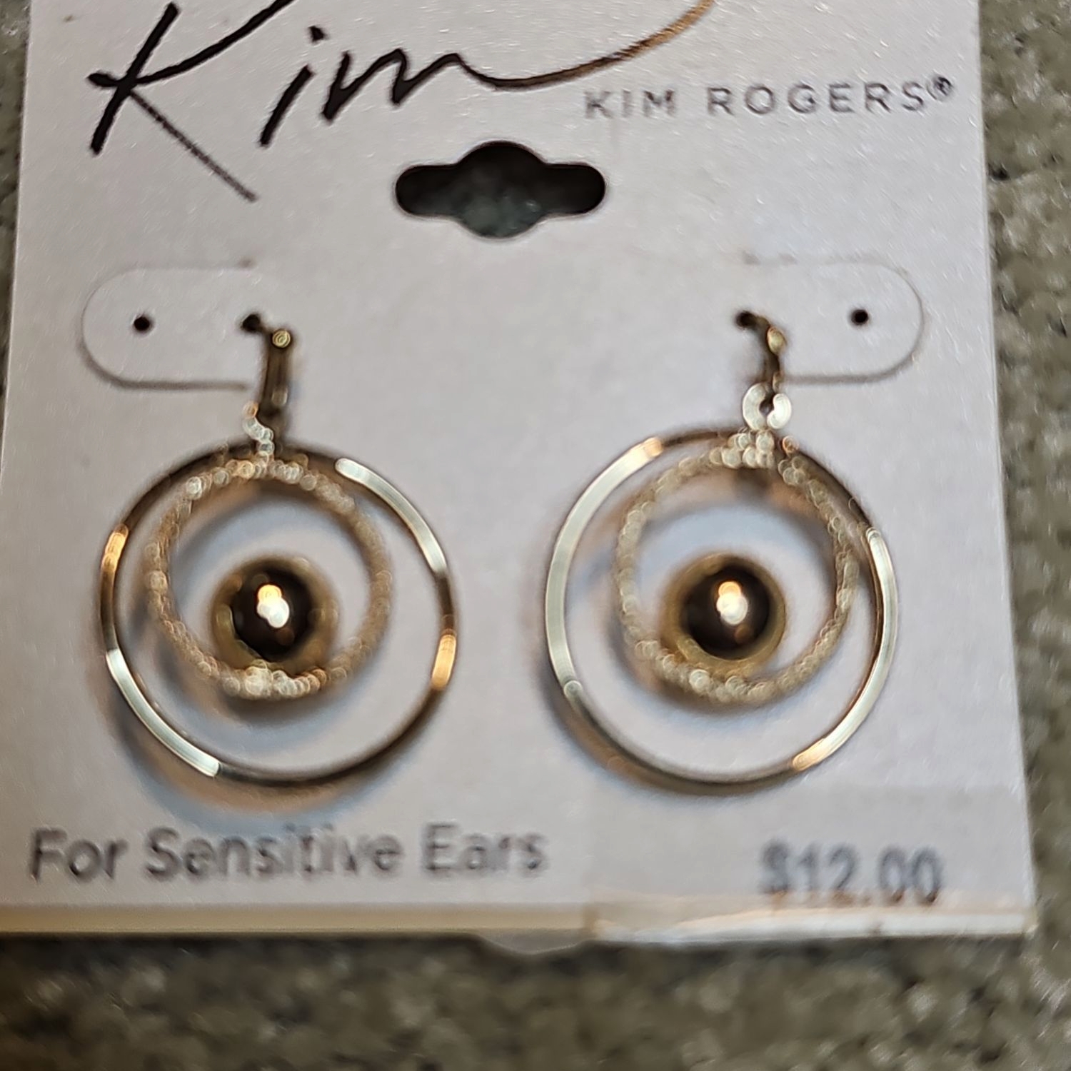 Kim Rogers Gold-Toned Minimalist Hoop Earrings With Spherical Bead Nwt 5$